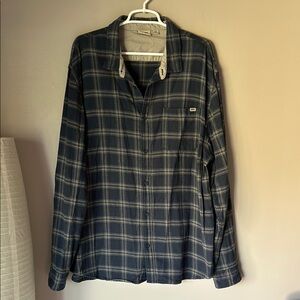VANS Men’s Blue/Grey Plaid Button-Up Flannel Shirt